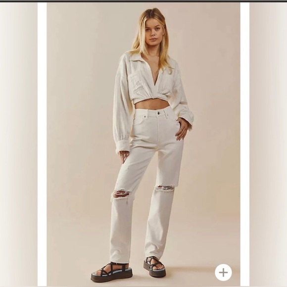 The Lasso Jean in White Free People Size 31 - Picture 2 of 15